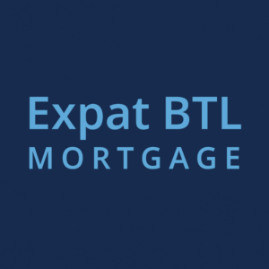 Square 600x600 graphic with a dark blue background and the centred words “Expat BTL” above “MORTGAGE” in light blue Open Sans font, creating a clean, professional expat buy-to-let mortgage
