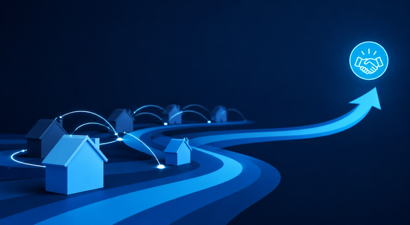 How Mortgage Networks Evolved in 2018, illustrated through connected homes, a forward-moving pathway and growth symbols.