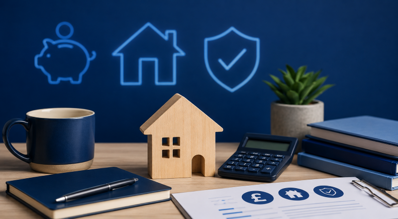 Mortgage Adviser Visibility represented through professional mortgage planning tools, property icons and financial guidance symbols.
