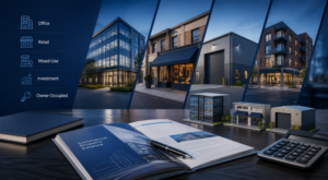 Commercial Mortgage Case Assessment showing office, retail, mixed-use and industrial property finance options.