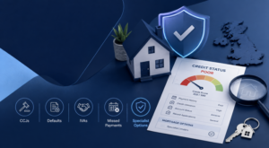 Bad Credit Mortgages UK – house, poor credit status report, CCJs, defaults, IVAs, missed payments and specialist mortgage options