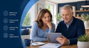 Later Life Opportunities – older couple reviewing retirement planning and home equity options on a tablet