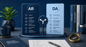 Should I Go AR or DA? A visual comparison of appointed representative and directly authorised routes for UK mortgage advisers.
