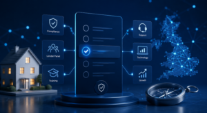 Choosing the Right Mortgage Network in 2025 with compliance, lender panel, training, technology, support and growth icons.