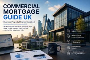 Commercial Mortgage Guide UK showing business property finance, lender criteria, deposits, costs and adviser support for UK commercial property buyers and brokers.