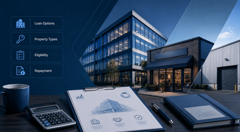 Commercial Mortgage Guide for UK Brokers featuring office, retail and industrial property finance options.