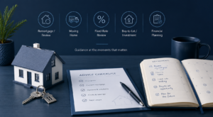 When Mortgage Advice Adds the Most Value, shown through a house model, keys, an advice checklist and key mortgage planning moments.