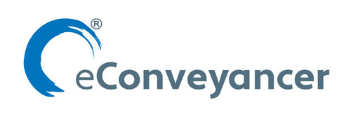 eConveyancer logo featuring a blue circular brushstroke icon followed by the word “eConveyancer” in grey and blue text on a white background.
