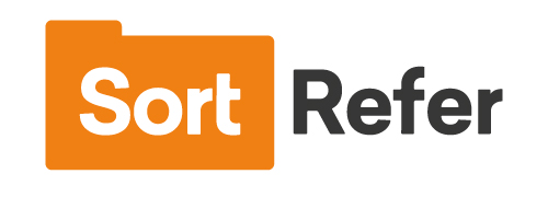 SortRefer logo featuring an orange folder icon with the word “Sort” in white inside it, followed by the word “Refer” in dark grey text on a white background.