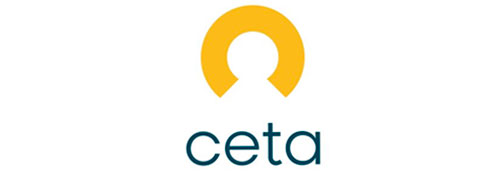 CETA logo featuring a yellow circular arch symbol above the word “ceta” in lowercase teal text on a white background.