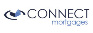 Connect Mortgages logo featuring a stylised blue and navy house roof icon with the words “CONNECT mortgages” in dark blue text on a white background.