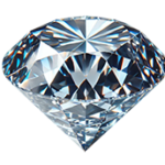 Faceted diamond icon with a clear, sparkling appearance, shown against a transparent background.