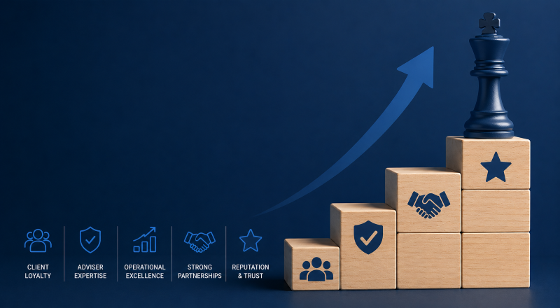 Mortgage Broker Competitive Advantage shown through client loyalty, adviser expertise, operational excellence, partnerships and long-term business growth.